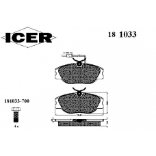 181033 ICER Комплект тормозных колодок, дисковый тормоз