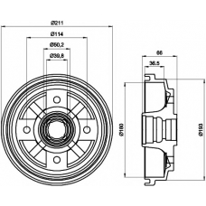 8DT 355 302-011 HELLA PAGID Тормозной барабан