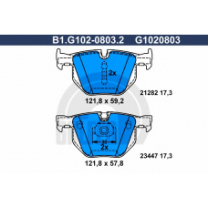B1.G102-0803.2 GALFER Комплект тормозных колодок, дисковый тормоз