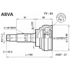 TY-51 ASVA Шарнирный комплект, приводной вал