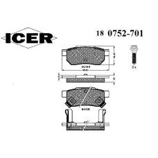 180752-701 ICER Комплект тормозных колодок, дисковый тормоз