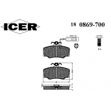 180869-700 ICER Комплект тормозных колодок, дисковый тормоз