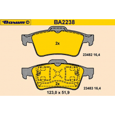 BA2238 BARUM Комплект тормозных колодок, дисковый тормоз