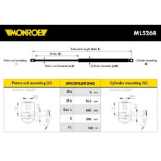 ML5268 MONROE Газовая пружина, капот