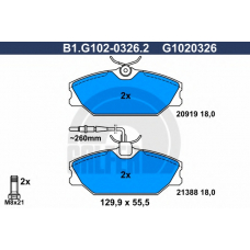 B1.G102-0326.2 GALFER Комплект тормозных колодок, дисковый тормоз