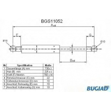 BGS11052 BUGIAD Газовая пружина, крышка багажник