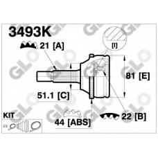 3493K GLO Шарнирный комплект, приводной вал
