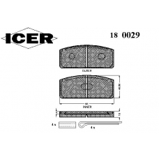 180029 ICER Комплект тормозных колодок, дисковый тормоз