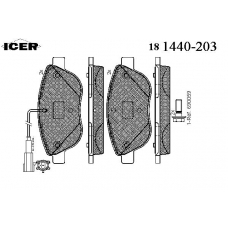 181440-203 ICER Комплект тормозных колодок, дисковый тормоз
