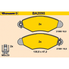 BA2090 BARUM Комплект тормозных колодок, дисковый тормоз