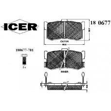 180677 ICER Комплект тормозных колодок, дисковый тормоз