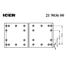 21 9036 00 ICER Комплект тормозных башмаков, барабанные тормоза