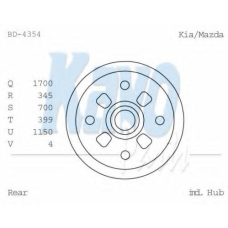 BD-4354 KAVO PARTS Тормозной барабан