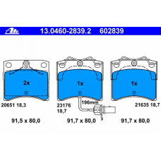 13.0460-2839.2 ATE Комплект тормозных колодок, дисковый тормоз