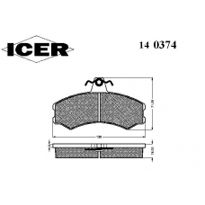 140374 ICER Комплект тормозных колодок, дисковый тормоз