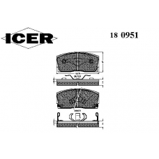 180951 ICER Комплект тормозных колодок, дисковый тормоз