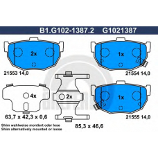 B1.G102-1387.2 GALFER Комплект тормозных колодок, дисковый тормоз