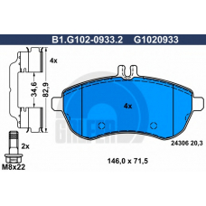 B1.G102-0933.2 GALFER Комплект тормозных колодок, дисковый тормоз
