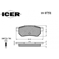 180751 ICER Комплект тормозных колодок, дисковый тормоз