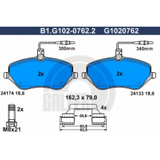 B1.G102-0762.2 GALFER Комплект тормозных колодок, дисковый тормоз