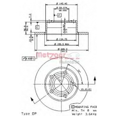 14475 V METZGER Тормозной диск