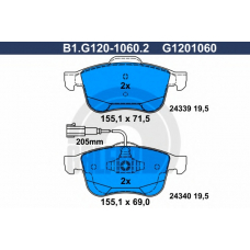 B1.G120-1060.2 GALFER Комплект тормозных колодок, дисковый тормоз