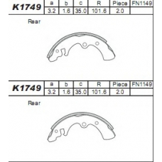 K1749 ASIMCO Комплект тормозных колодок