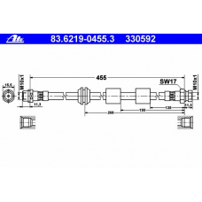 83.6219-0455.3 ATE Тормозной шланг