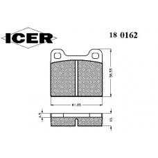180162 ICER Комплект тормозных колодок, дисковый тормоз