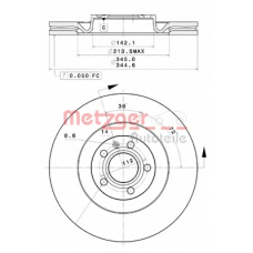 25234 V METZGER Тормозной диск