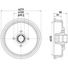 8DT 355 301-351 HELLA Тормозной барабан