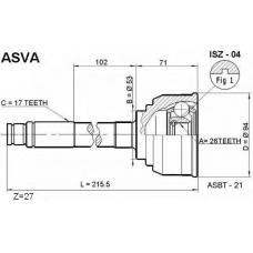 ISZ-04 ASVA Шарнирный комплект, приводной вал