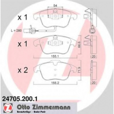 24705.200.1 ZIMMERMANN Комплект тормозных колодок, дисковый тормоз