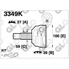 3349K GLO Шарнирный комплект, приводной вал
