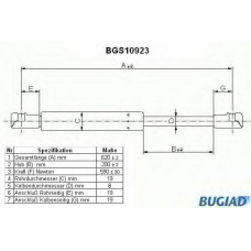 BGS10923 BUGIAD Газовая пружина, крышка багажник