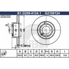 B1.G209-0124.1 GALFER Тормозной диск