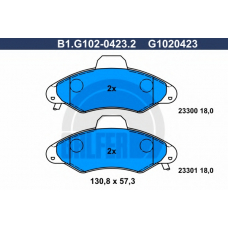 B1.G102-0423.2 GALFER Комплект тормозных колодок, дисковый тормоз