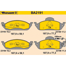 BA2191 BARUM Комплект тормозных колодок, дисковый тормоз