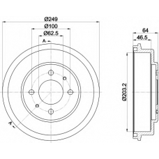 8DT 355 302-691 HELLA Тормозной барабан