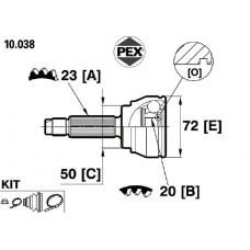 10.038 PEX Шарнир, приводной вал