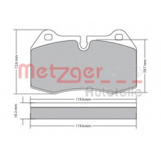 1170577 METZGER Комплект тормозных колодок, дисковый тормоз