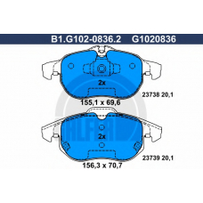B1.G102-0836.2 GALFER Комплект тормозных колодок, дисковый тормоз