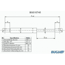 BGS10745 BUGIAD Газовая пружина, крышка багажник