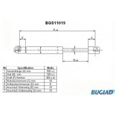 BGS11019 BUGIAD Газовая пружина, капот