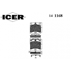 141168 ICER Комплект тормозных колодок, дисковый тормоз