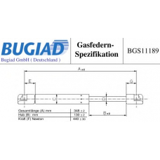 BGS11189 BUGIAD Газовая пружина, крышка багажник