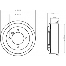 8DT 355 302-251 HELLA PAGID Тормозной барабан