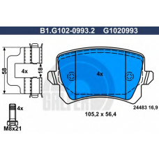 B1.G102-0993.2 GALFER Комплект тормозных колодок, дисковый тормоз
