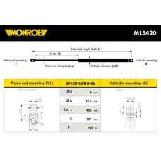 ML5420 MONROE Газовая пружина, капот