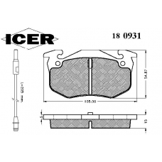 180931 ICER Комплект тормозных колодок, дисковый тормоз